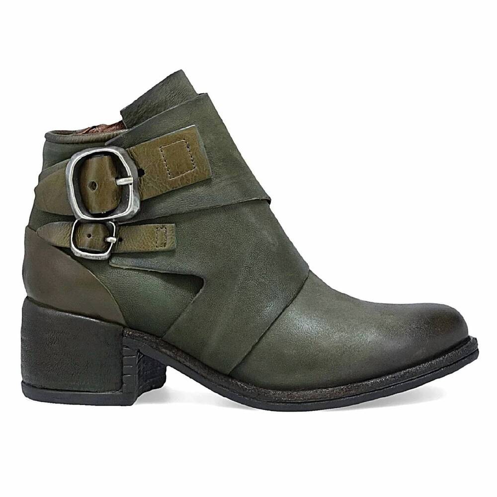 NEW A.S.98 women's olin ankle bootie in jungle green
